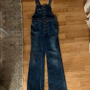 Free people denim flare overalls